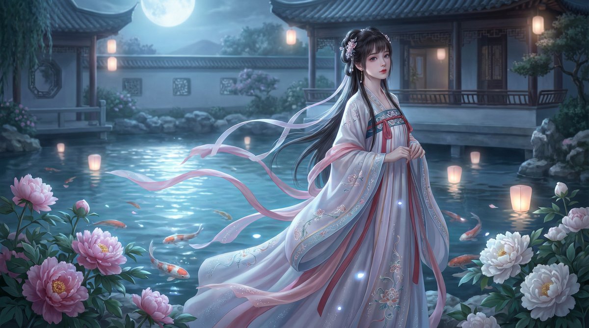 四虎视频-月下汉服美人